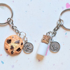 Personalized Milk Jug and Cookie BFF Keychains, Miniature Food Jewelry, Inedible Jewelry, Gifts for Foodies, BFF Personalized Keychains