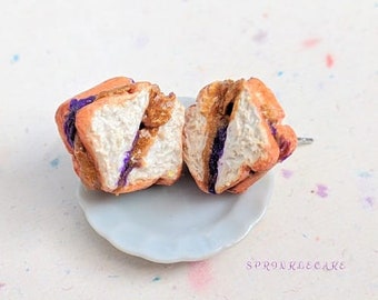 Peanut Butter and Jelly Sandwich Earrings, Miniature Food Jewelry, Inedible Jewelry, Kid's Jewelry, Kawaii Jewelry, Sandwich Jewelry, PBJ