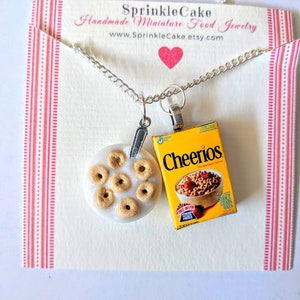 Bowl of Cereal Necklace, Miniature Food Jewelry, Inedible Jewelry, Charm, Breakfast Cereal Necklace, Oats Cereal Necklace, Breakfast Jewelry