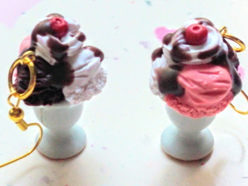Hecho a mano Mini alimentos colorido Helado Sundae Niñas Niños Pendientes de la Joyería de Moda