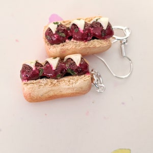 Meatball Parmesan Sub Earrings Miniature Food Jewelry Meatball Earrings Gifts for Foodies, Inedible Jewelry, Junk Food Jewelry, Kawaii image 8