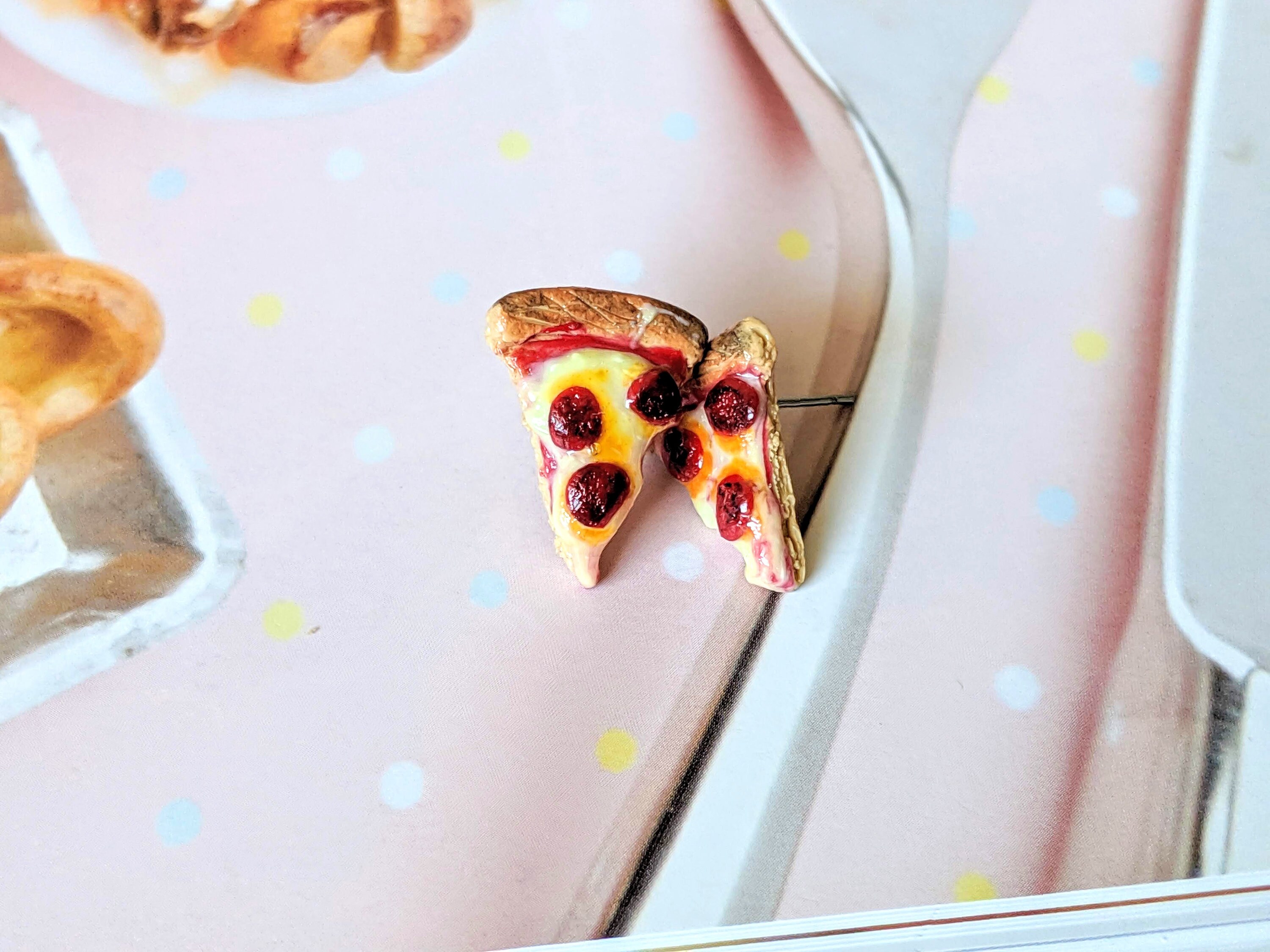 Pepperoni Pizza Stud Earrings Miniature Food Jewelry Etsy