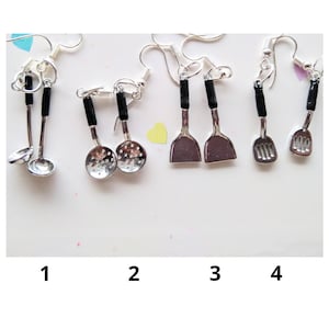 Kitchen Utensils Earrings - Miniature Food Jewelry - Inedible Jewelry - Baking Jewelry - Cooking Jewelry - Kid&#39;s Jewelry - Kawaii Jewelry