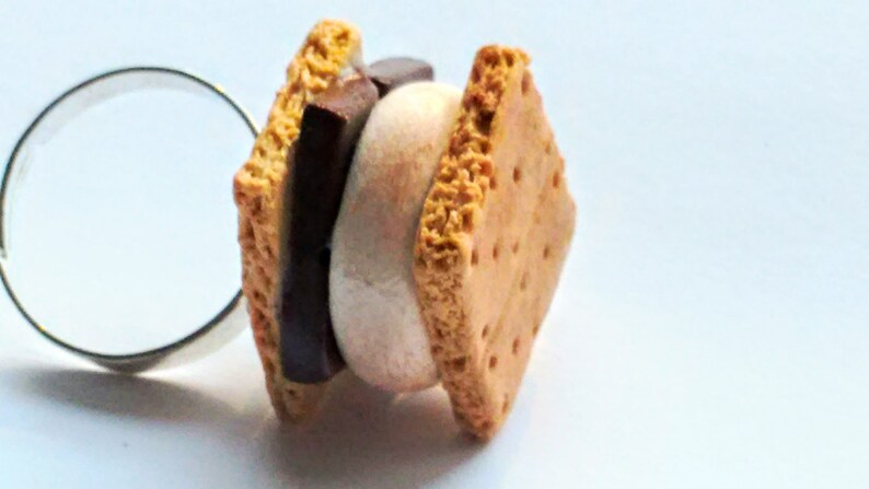 S'mores Ring, Miniature Food Jewelry, Inedible Jewelry, Kid's Jewelry, Kawaii Jewelry, S'mores Jewelry, Food Ring, Fake Food Jewelry, Foodie image 3