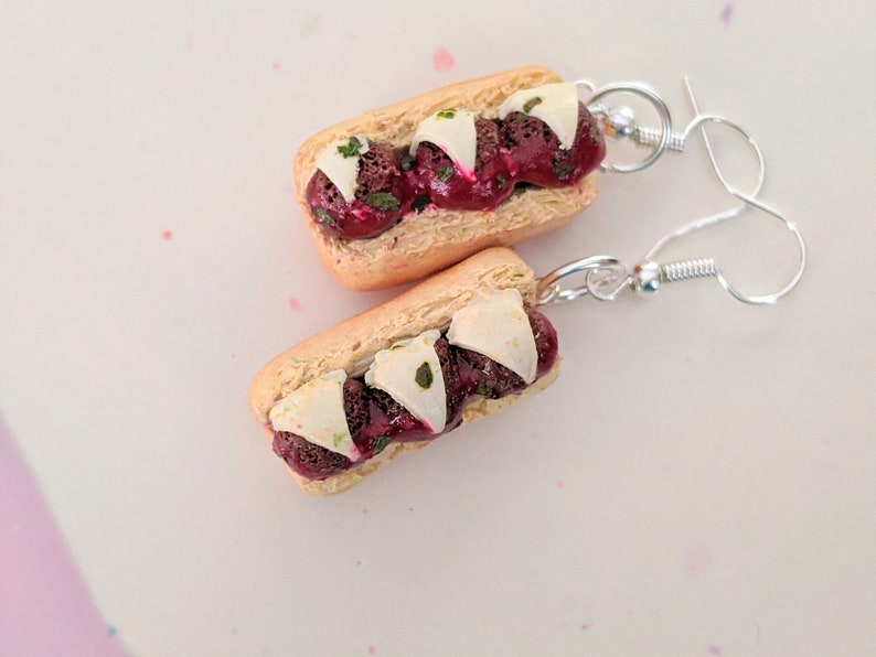 Meatball Parmesan Sub Earrings Miniature Food Jewelry Meatball Earrings Gifts for Foodies, Inedible Jewelry, Junk Food Jewelry, Kawaii image 7