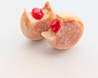 Jelly Donut Stud Earrings, Miniature Food Jewelry, Inedible Jewelry, Donut Earrings, Doughnut Jewelry, Jelly Doughnuts, Gift for Her, Kawaii