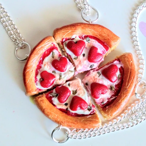 Best Friends Pepperoni Pizza Necklace, Miniature Food Jewelry, Gifts for Foodies, Inedible Jewelry, BFF Pizza Jewelry, Friendship Necklace