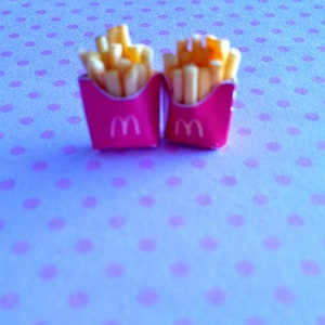 French Fries Stud Earrings - Miniature Food Jewelry - Inedible Food Jewelry - Gifts for Foodies - French Fries Jewelry - Junk Food Jewelry