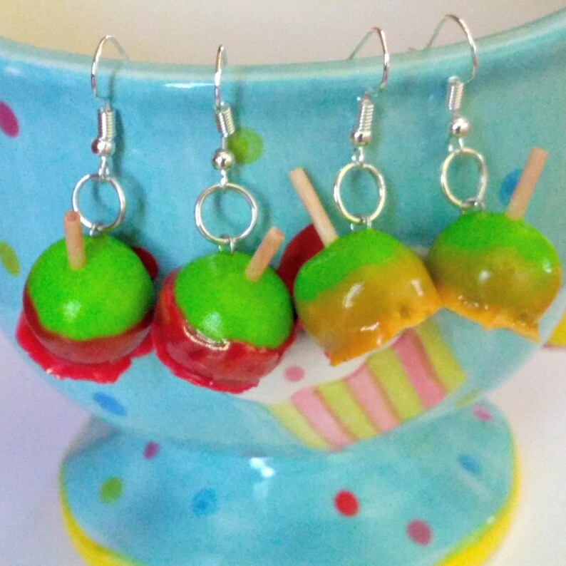 Candy Apples Earrings Minature Food Jewelry Inedible Etsy