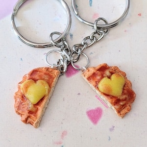 BFF Waffles Keychains, Miniature Food Jewelry, Inedible Jewelry, Breakfast Jewelry, Miniature Sweets, Waffle Jewelry, Friendship Keychains