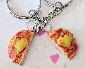 BFF-wafels sleutelhangers, miniatuur voedselsieraden, oneetbare sieraden, ontbijtsieraden, miniatuursnoepjes, wafelsieraden, vriendschapssleutelhangers