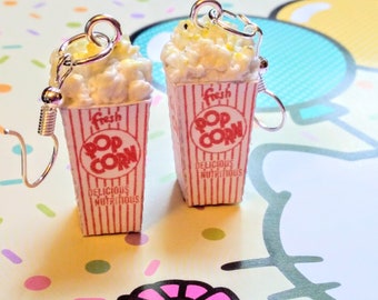 Butter Popcorn Earrings - Miniature Food Jewelry - Inedible Jewelry - Popcorn Jewelry - Kawaii Jewelry - Carnival Jewelry - Gifts for Her