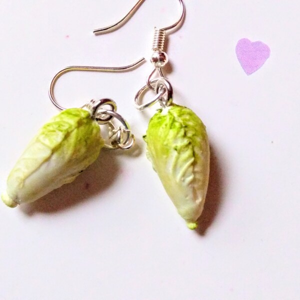 Head of Lettuce Earrings, Miniature Food Jewelry, Vegetable Jewelry, Inedible Jewelry, Salad Jewelry, Gifts for Foodies, Fake Food Jewelry