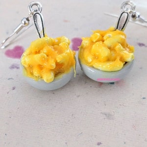 Bowl of Macaroni and Cheese Earrings, Miniature Food Jewelry, Kid&#39;s Jewelry, Inedible Jewelry, Macaroni and Cheese Jewelry, Gifts for Foodie