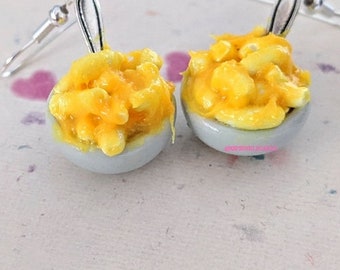 Bowl of Macaroni and Cheese Earrings, Miniature Food Jewelry, Kid's Jewelry, Inedible Jewelry, Macaroni and Cheese Jewelry, Gifts for Foodie