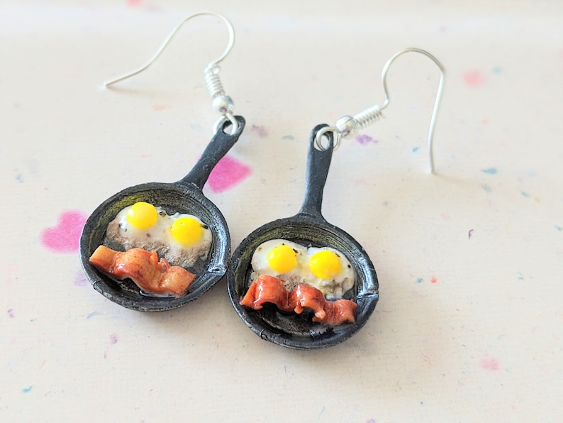 Bacon and Eggs Skillet Earrings Miniature Food Jewelry Etsy