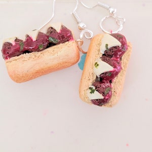 Meatball Parmesan Sub Earrings Miniature Food Jewelry Meatball Earrings Gifts for Foodies, Inedible Jewelry, Junk Food Jewelry, Kawaii image 2