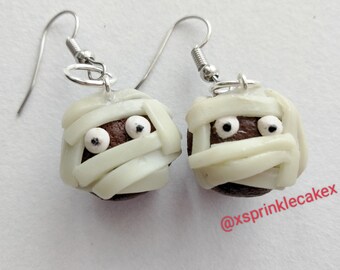 Glow in the Dark Mummy Cupcake Ohrringe, Miniatur Essen Schmuck, Unedible Schmuck, Cupcake Ohrringe, Cupcake Schmuck, Kid es, Halloween