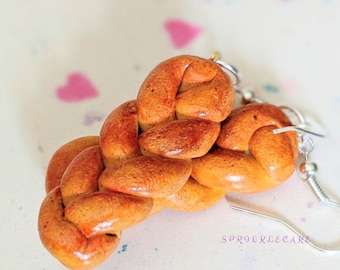 Challah Brot Ohrringe, Miniatur Essen Schmuck, ungenießbarer Schmuck, Brot Ohrringe, Kinderschmuck, Brot Schmuck, Dessert Schmuck, Feinschmecker