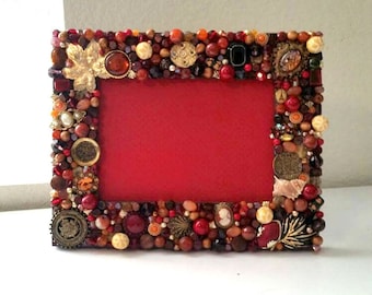 Fall Themed Jeweled Picture Frame Mosaic 8in x 10in
