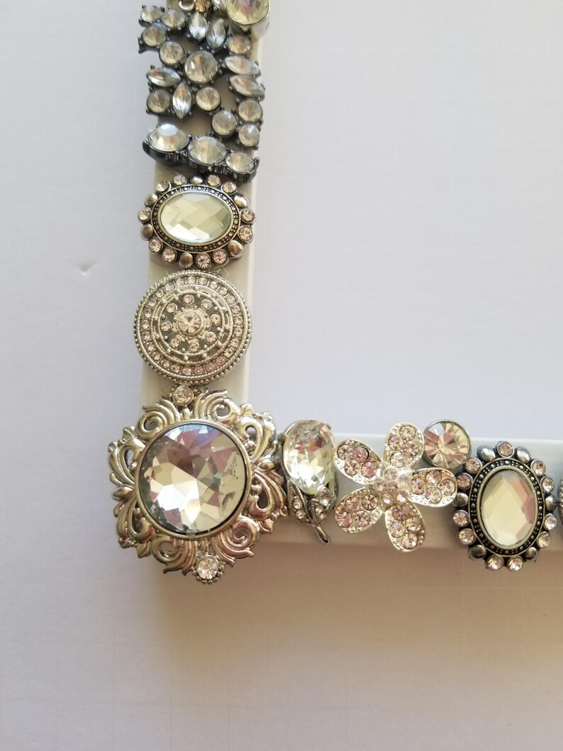 Silver and Rhinestone 5x7 Inch Picture Frame Hand Decorated With Silver ...