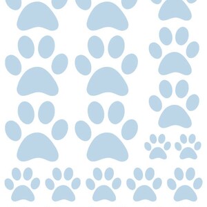 44 Powder Blue Paw Prints Vinyl Wall Decals Stickers Bedroom Teen Kids Baby Dorm Room Cat Dog Pet Removable Custom Easy to Install Wall Art