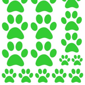 44 Lime Green Paw Prints Vinyl Wall Decals Stickers Bedroom Teen Kids Baby Dorm Room Cat Dog Pet Removable Custom Easy to Install Wall Art