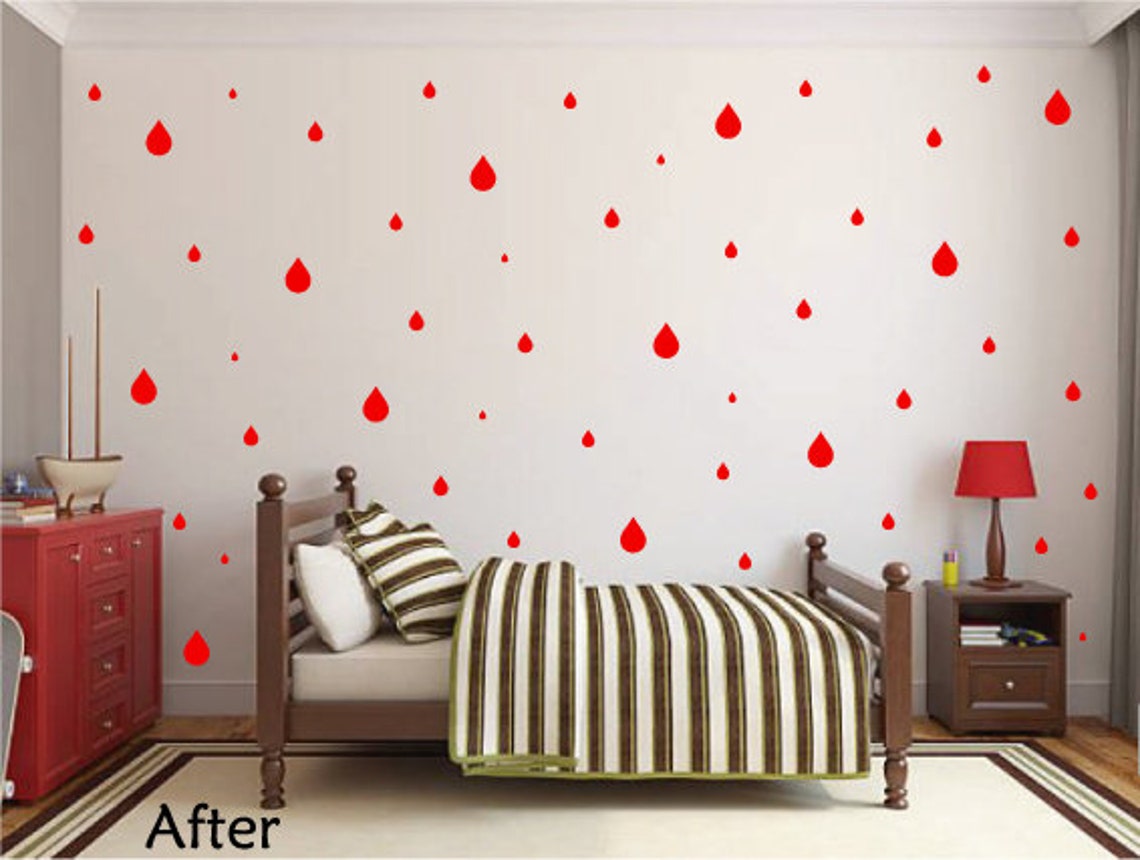 Raindrop Wall Decals in Red Wall Stickers and Wall Graphics Etsy