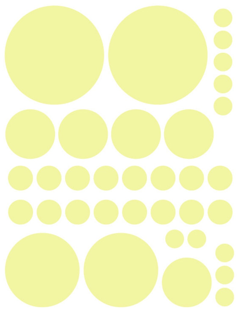 Removable Wall Stickers Kids Rooms Teen/'s Great for the Bedroom Nursery/'s and Dorm Rooms Pale Yellow Vinyl Polka Dots