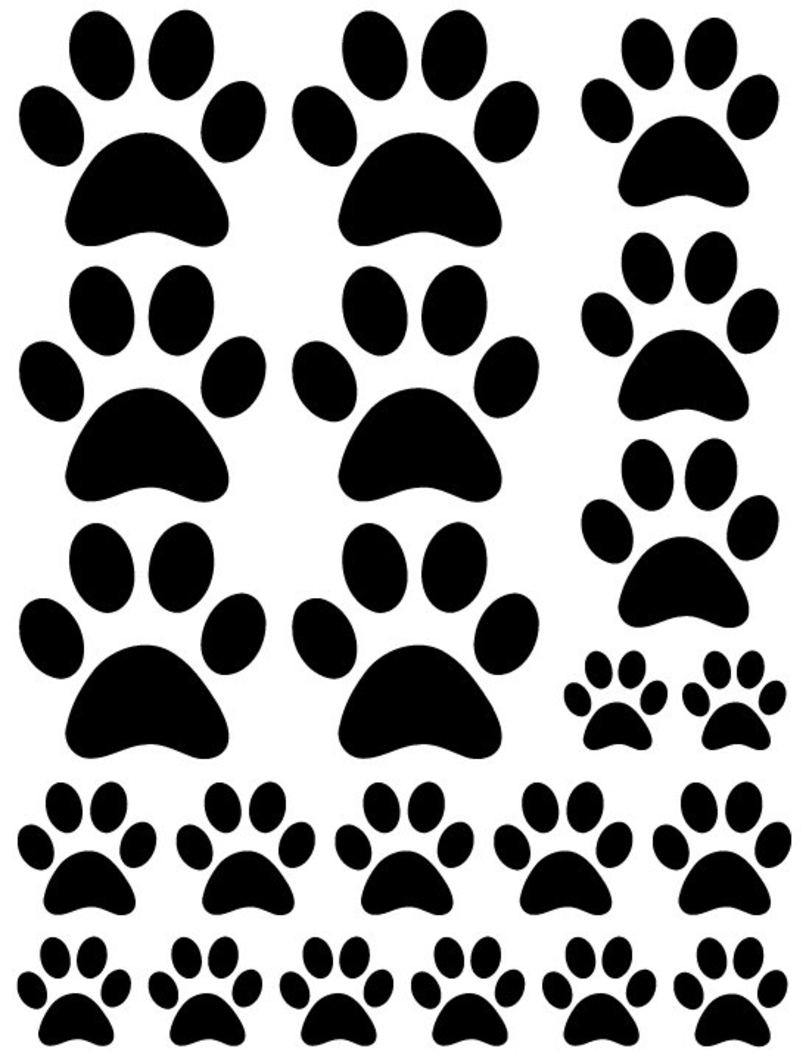 44 Black Paw Prints Vinyl Wall Decals Stickers Bedroom Teen Etsy