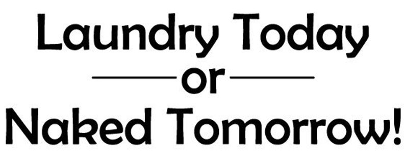 Laundry Today or Naked Tomorrow Wall Decals Stickers Washing Removable Many Colors to Choose From image 2