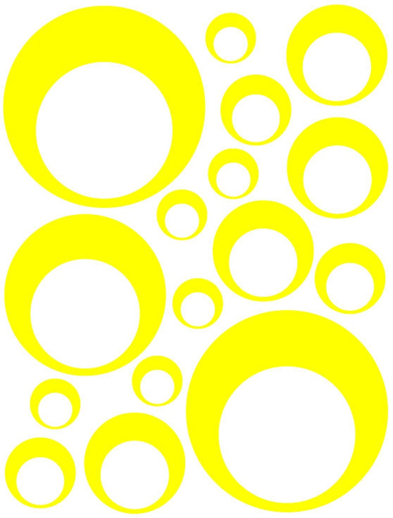 Cercle jaune dans un cercle de bulles air decals IT idéal pour ADO, enfant, bébé, pépinière, murs de la salle dortoir amovible Custom Made facile à installer image 2