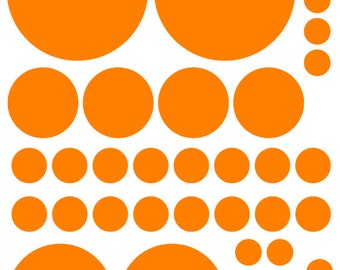 70 vinyle Orange vif pois chambre mur Stickers Autocollants ADO enfants bébé chambre dortoir chambre d’enfant - Stickers muraux amovibles - facile à installer
