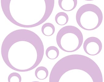 32 Light Purple Lavender Vinyl Circle in a Circle Bubble Dots Bedroom Wall Decals Stickers Teen Kids Baby Dorm Room Removable