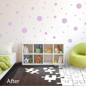 Light Purple Lavender Vinyl Polka Dots - Great for the Bedroom, Teen&#39;s, Kids Rooms, Nursery&#39;s and Dorm Rooms - Removable Wall Stickers