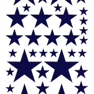52 Navy Blue Vinyl Star Shaped Bedroom Wall Decals Stickers Teen Kids Baby Nursery Dorm Room Removable Custom Made Easy to Install