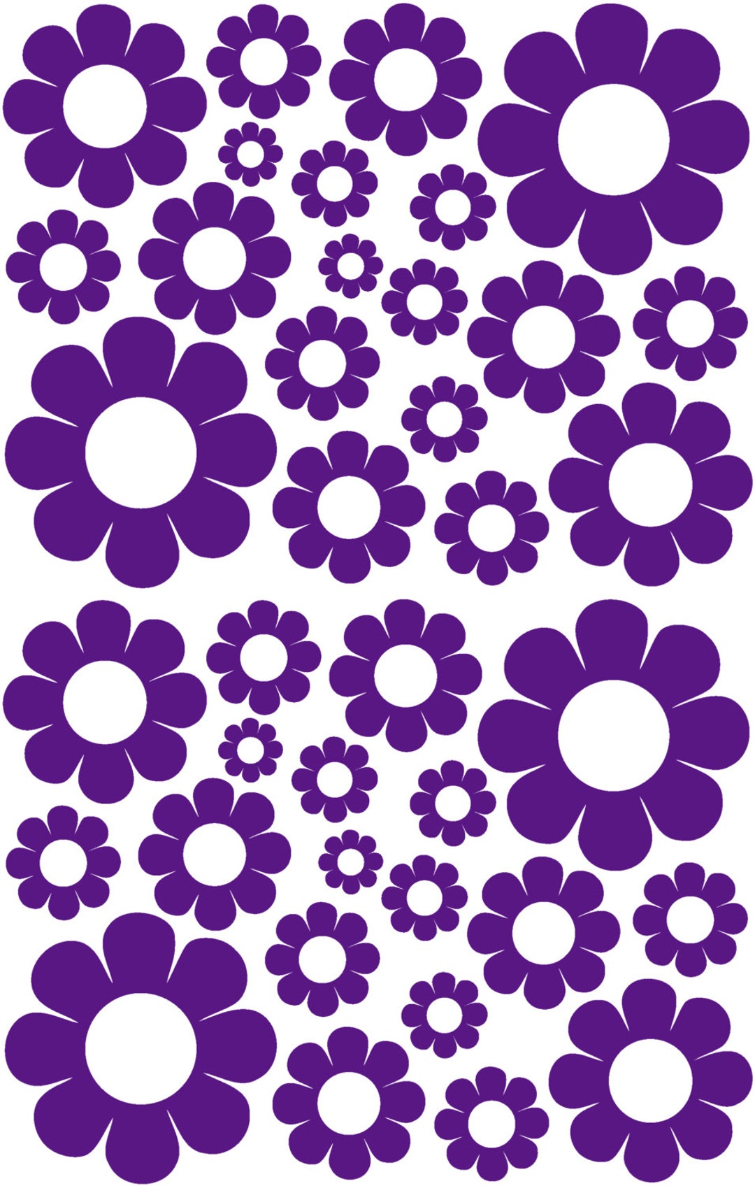 38 Dark Purple Daisy Vinyl Shaped Bedroom Wall Decals Stickers Daisies