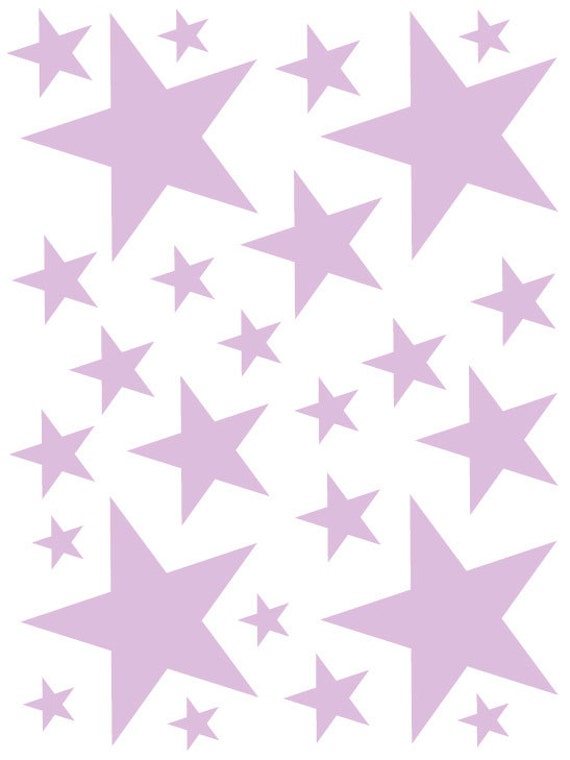 52 Light Purple Lavender Vinyl Star Shaped Bedroom Wall Decals Stickers Teen Kids Baby Nursery Dorm Removable Custom Made Easy To Install