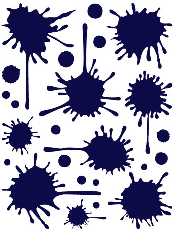 Paint Splatter Wall Decal in Navy Blue Etsy