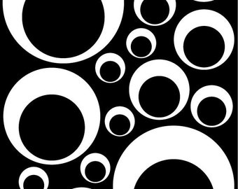 Cercle blanc dans un cercle de bulles air decals IT idéal pour ADO, enfant, bébé, pépinière, murs de la salle dortoir - amovible Custom Made - facile à installer