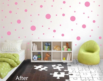 En vinyle souple rose à pois - idéal pour la chambre à coucher, de l’adolescent, chambres d’enfants, de la pépinière et dortoirs - amovibles Stickers muraux