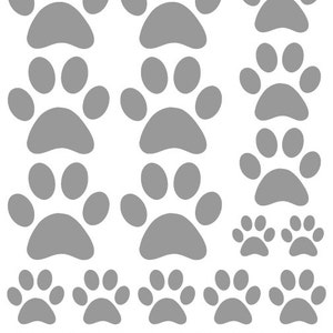44 Satin Silver Paw Prints Vinyl Wall Decals Stickers Bedroom Teen Kids Baby Dorm Room Cat Dog Pet Removable Custom Easy to Install Wall Art