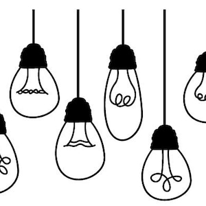 Old Fashioned Hanging Light Bulbs Vinyl Wall Decal Sticker Kitchen Living Room Dining Room Bedroom two sizes