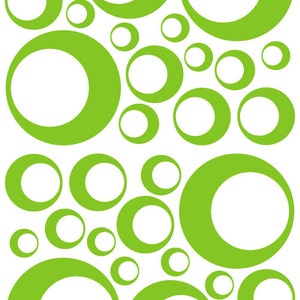 32 Lime Green Vinyl Circle in a Circle Bubble Dots Bedroom Wall Decals Stickers Teen Kids Baby Dorm Room Removable Custom Easy to Install image 2