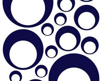 32 Navy Blue Vinyl Circle dans un Cercle Bubble Dots Chambre à coucher Mur Autocollants Autocollants Teen Kids Baby Dorm Room Amovible Personnalisé Facile à installer