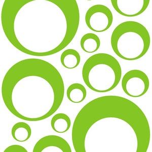 32 Lime Green Vinyl Circle in a Circle Bubble Dots Bedroom Wall Decals Stickers Teen Kids Baby Dorm Room Removable Custom Easy to Install image 1