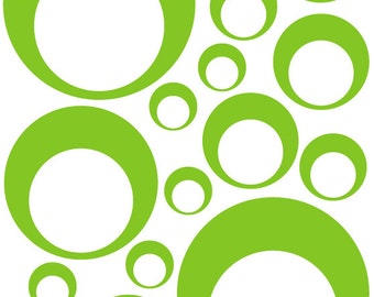 32 la chaux vert Vinyl cercle dans un cercle bulle points chambre mur Stickers Autocollants enfants ADO bébé dortoir chambre amovible sur mesure facile à installer