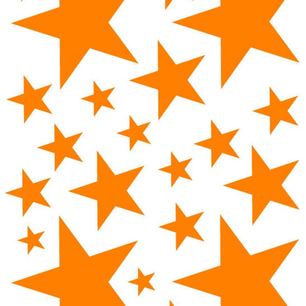 52 Bright Orange Vinyl Star Shaped Bedroom Wall Decals Stickers Teen Kids Baby Nursery Dorm Room Removable Custom Made Easy to Install