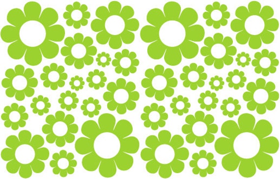 38 Lime Green Daisy Vinyl Shaped Bedroom Wall Decals Stickers Daisies Teen  Kids Baby Nursery Dorm Room Removable Custom Made Easy to Install