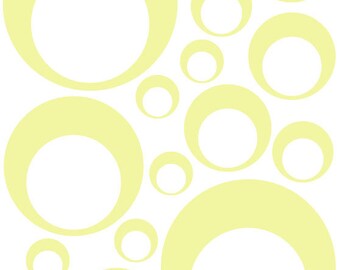 Cercle de 32 vinyle jaune pâle dans un cercle bulle points chambre mur Stickers Autocollants enfants ADO bébé dortoir chambre amovible sur mesure facile à installer